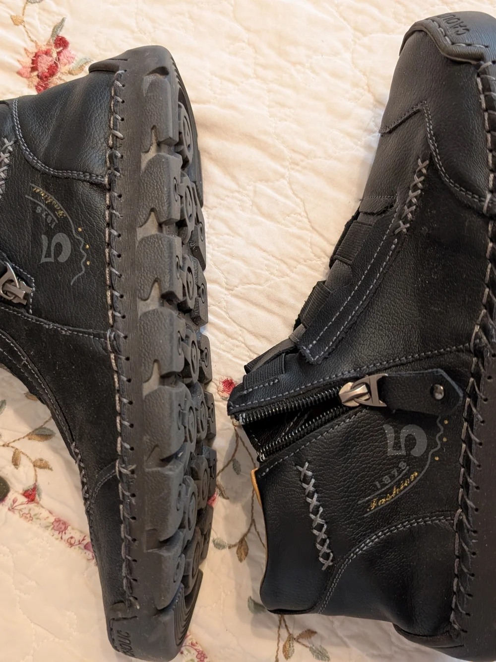Men's Casual Black Zip Up Leather Sneakers EU41/USA 8.5